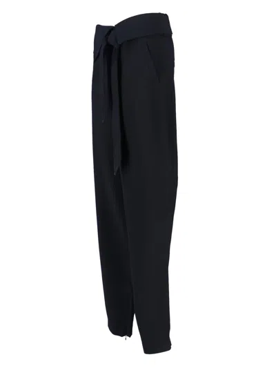 Attico Wrap-effect Belted Trousers In Black