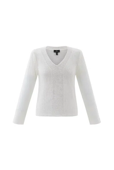 Marble Perfect V-neck Sweater In White In White