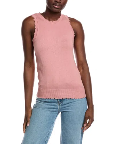 Minnie Rose Frayed Cashmere-blend Tank In Pink