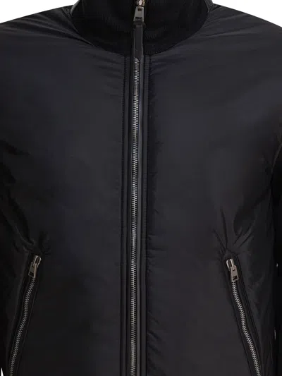 Tom Ford Light Nylon Merino Zip Through In Black