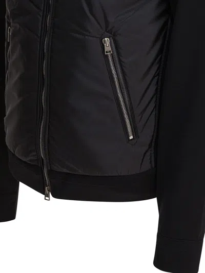 Tom Ford Light Nylon Merino Zip Through In Black