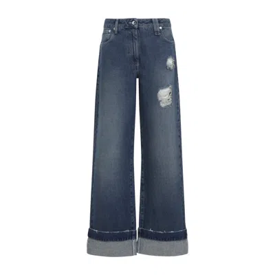 Simone Rocha Distressed Straight Leg Jeans Women In Blue