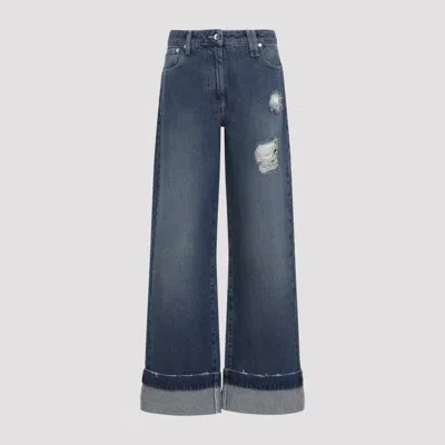 Simone Rocha Distressed Straight Leg Jeans Women In Blue