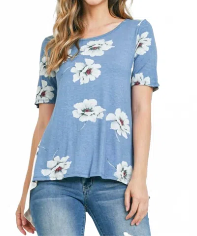 Potter's Pot Floral Button Back Blouse In Blue In Blue