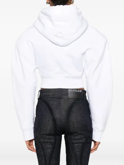 Dsquared2 Vaquera Gimy Dean Cropped Jersey Hoodie In White
