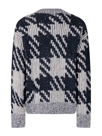 Dries Van Noten Chunky Knit V Neck Sweater With Textured Pattern In Gray