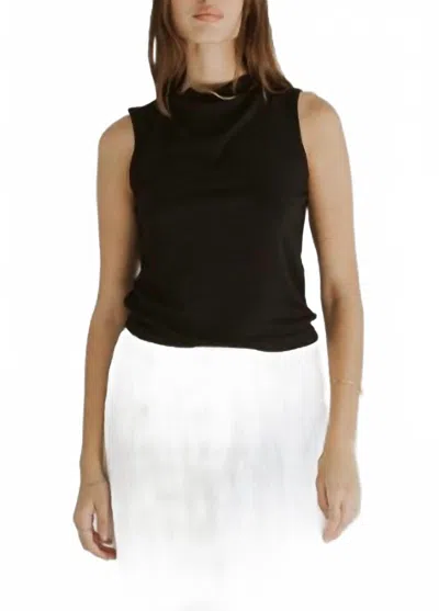 Mod Ref Cowl Neck Sleeveless Knit Top In Black In Black