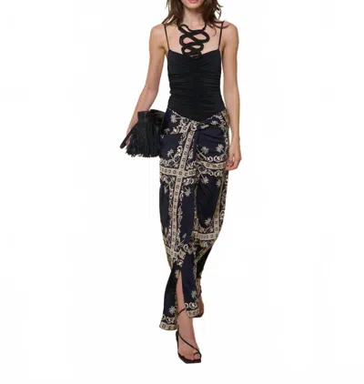 Johanna Ortiz Dream Tiles Twisted Jersey Sarong Maxi Skirt In Black