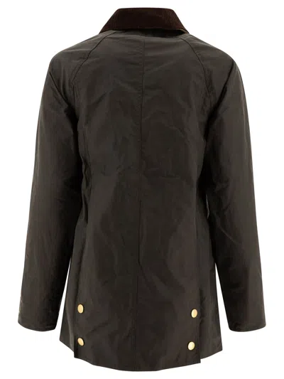 Barbour Waxed Cotton Casual Jacket With Corduroy Collar In Black