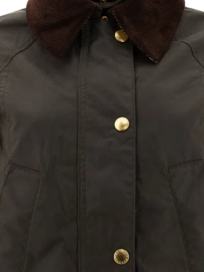 Barbour Waxed Cotton Casual Jacket With Corduroy Collar In Black