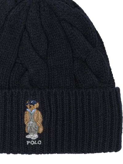 Polo Ralph Lauren Midnight Blue Wool Blend Beanie Hat In Blue