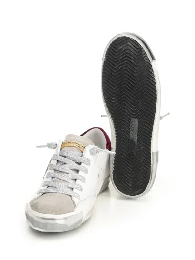 Philippe Model Sneaker Donna Prsx Low Bianco Nero In Burgundy