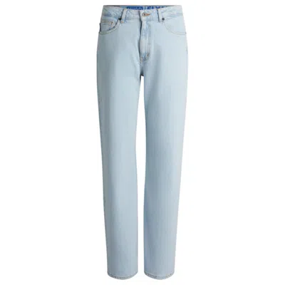 Hugo Boss Straight-fit Jeans In Light-blue Stretch Denim In Blue