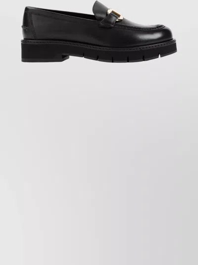 Ferragamo Brooke Loafers With Chunky Sole And Gold-tone Hardware In Black