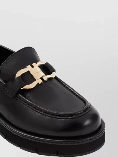 Ferragamo Brooke Loafers With Chunky Sole And Gold-tone Hardware In Black