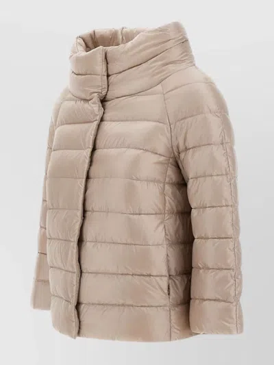 Herno Bell-shaped Down Jacket Featuring Pockets In Brown