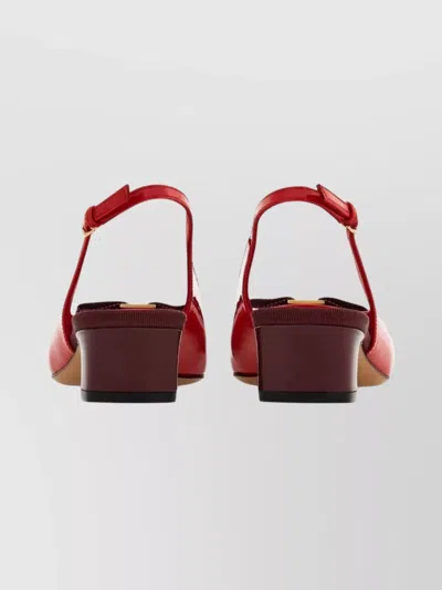 Ferragamo Rivada Patent Leather Slingback With Vara Bow In Red