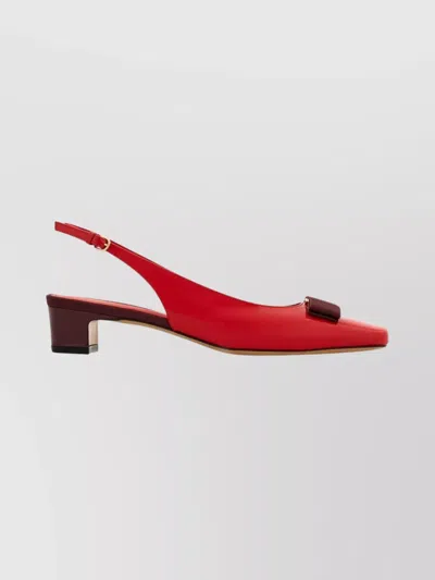 Ferragamo Rivada Patent Leather Slingback With Vara Bow In Red