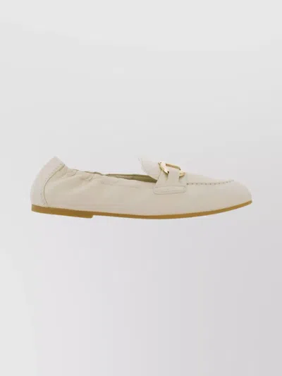 Ferragamo Jodie Casual Flat Loafers Elasticated Trim In White