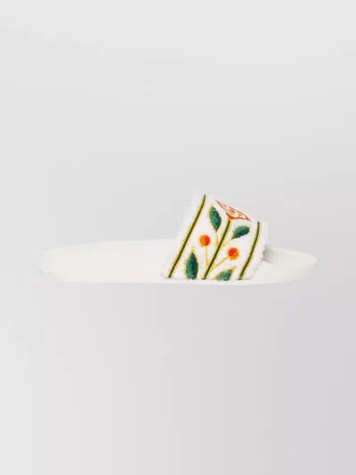 Casablanca Terry Slider Sandals Embroidered Strap Flat In Multi