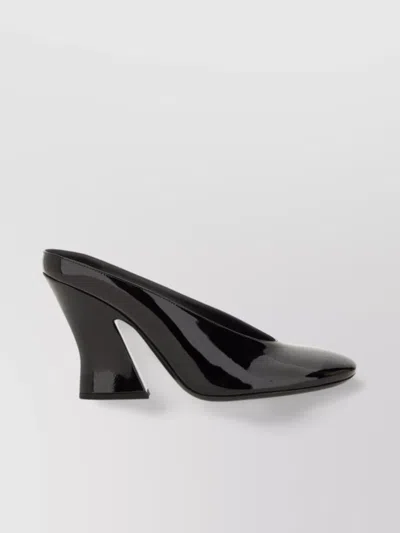 Givenchy Glossy Finish Curved Heel Pointed Toe Mules In Black