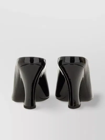 Givenchy Glossy Finish Curved Heel Pointed Toe Mules In Black