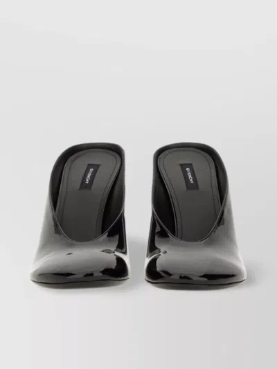Givenchy Glossy Finish Curved Heel Pointed Toe Mules In Black