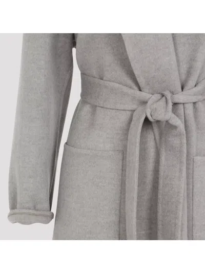 Fabiana Filippi Coriander Grey Virgin Wool Belted Coat In Gray