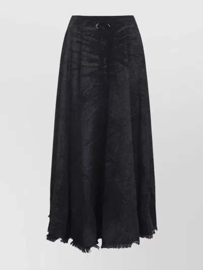 Diesel Full Skirt In Lasered Cotton-hemp Denim In Black