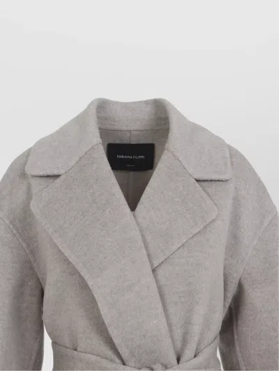 Fabiana Filippi Coriander Grey Virgin Wool Belted Coat In Gray