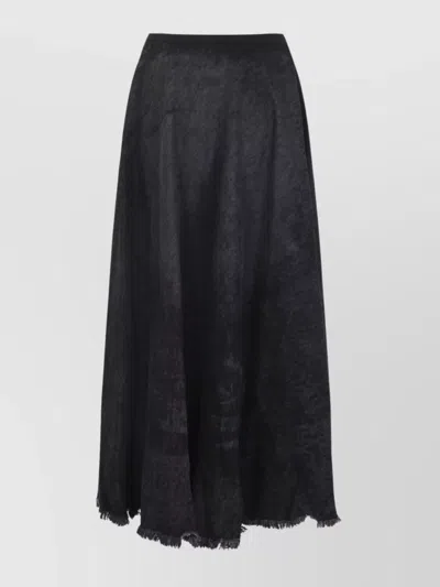 Diesel Full Skirt In Lasered Cotton-hemp Denim In Black
