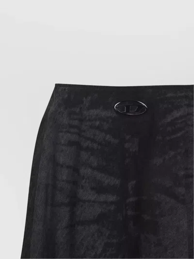 Diesel Full Skirt In Lasered Cotton-hemp Denim In Black