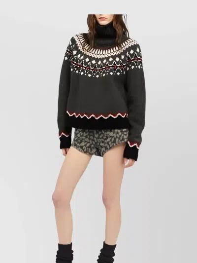 Alanui Grey Fair Isle Patterned Turtleneck Jumper