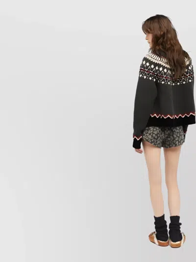 Alanui Grey Fair Isle Patterned Turtleneck Jumper