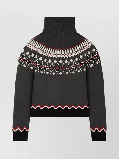 Alanui Grey Fair Isle Patterned Turtleneck Jumper