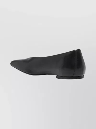 Rick Owens Leather Ballet Flats With Flat Sole And Square Toe In Black