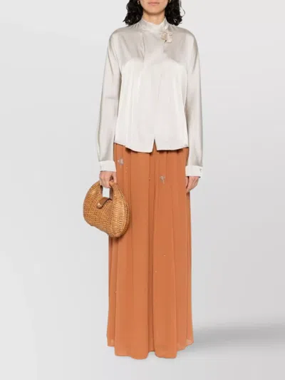 Forte Forte Silk Blend Long-sleeved Shirt With Tassel Detail In White