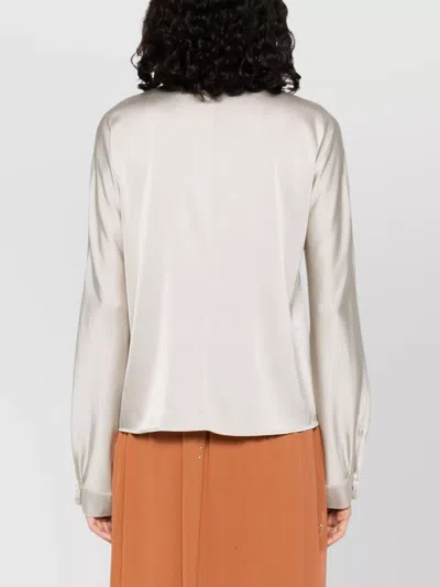 Forte Forte Silk Blend Long-sleeved Shirt With Tassel Detail In White