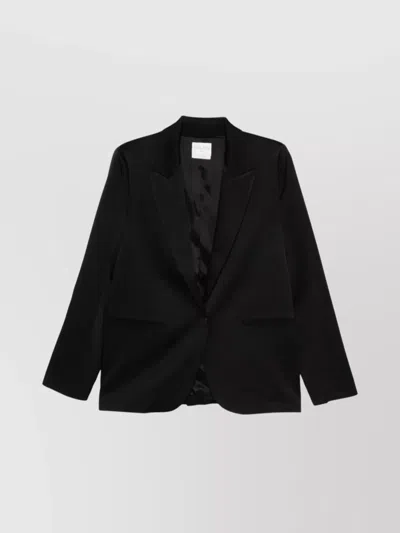 Forte Forte Tailored Double-breasted Jacket Featuring Flap Pockets In Black