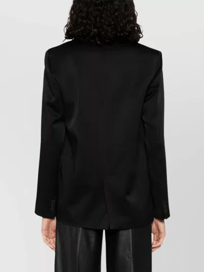 Forte Forte Tailored Double-breasted Jacket Featuring Flap Pockets In Black