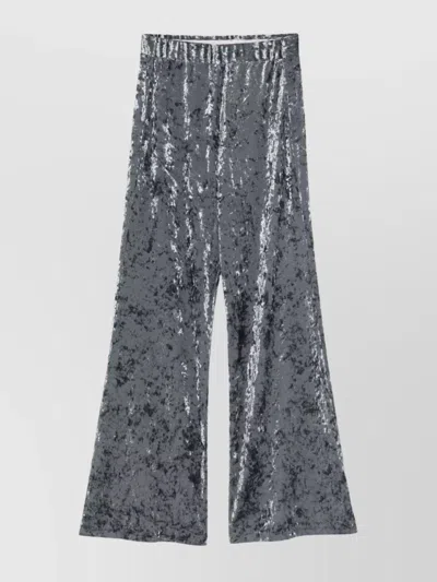 Forte Forte Stretch Velvet Wide Leg Trousers In Gray