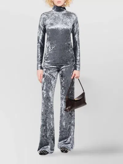 Forte Forte Stretch Velvet Wide Leg Trousers In Gray