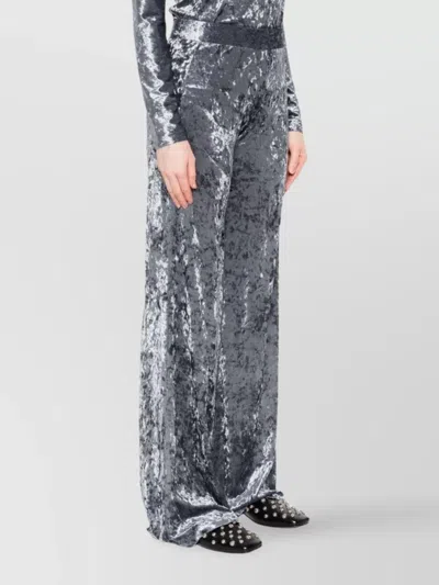 Forte Forte Stretch Velvet Wide Leg Trousers In Gray