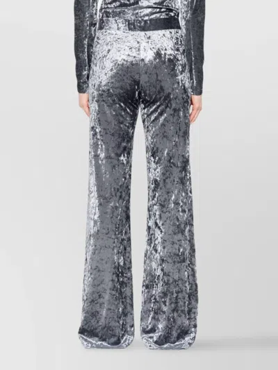 Forte Forte Stretch Velvet Wide Leg Trousers In Gray