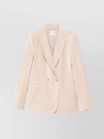 Forte Forte Double-breasted Velvet Jacket Featuring Pockets In Neutral