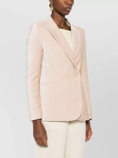 Forte Forte Double-breasted Velvet Jacket Featuring Pockets In Neutral