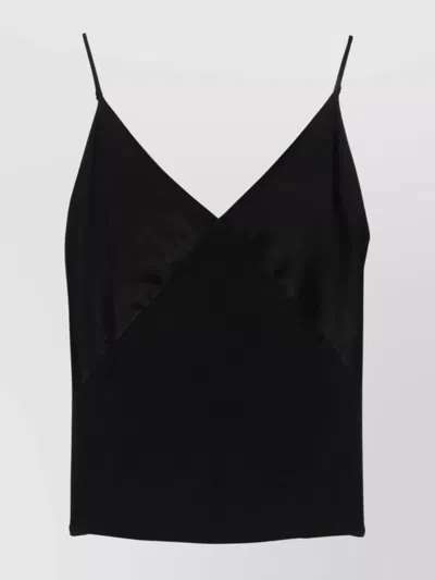 Forte Forte Satin V-neck Sleeveless Top And Straps In Black