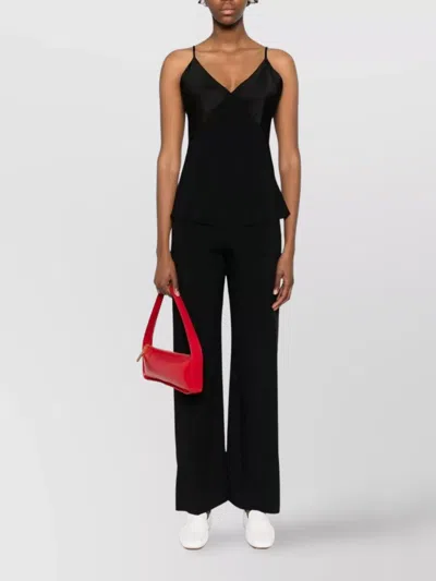 Forte Forte Satin V-neck Sleeveless Top And Straps In Black