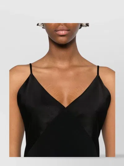 Forte Forte Satin V-neck Sleeveless Top And Straps In Black