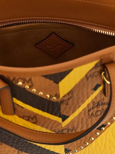 Mcm Studded Toni Top-zip Shopper In Mega Herringbone Visetos In Multi